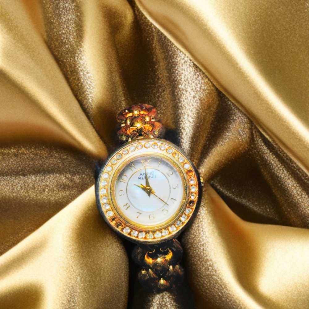 Anne Klein Gold Watch with Crystal Accents